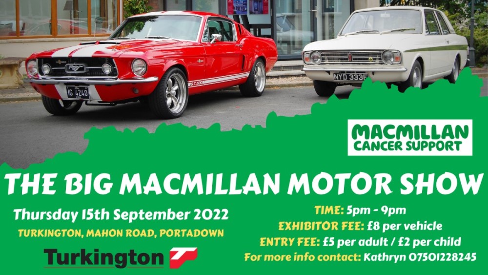 poster for the big car show for macmillan 2022